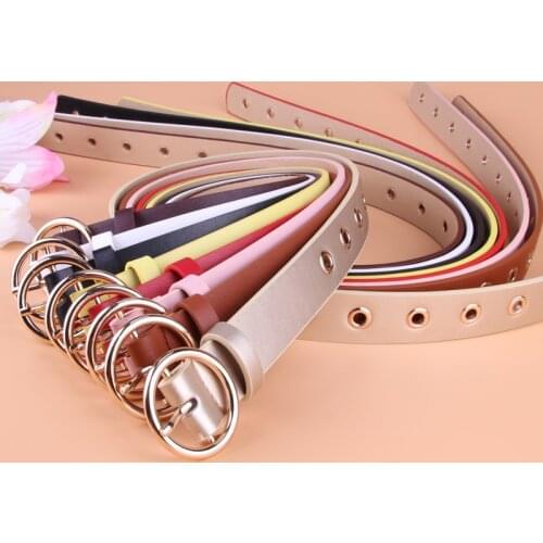 Women Leather Belt Round Metal Pin Buckle Circle Belts Hot Brand Fashion Punk O Ring for Women Belt Ladies Jeans Accessories