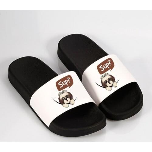 Cute dog Cartoon slippers Beach Slippers Open Toe Indoor Home Woman Slides Bathroom Slippers Casual Slippers Womens Slippers