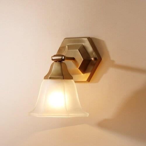 Nordic Retro Copper Wall Sconces E27 Bulb Creative Glass Lampshade Wall Light For Hallway Balcony Living Room Lighting WL234