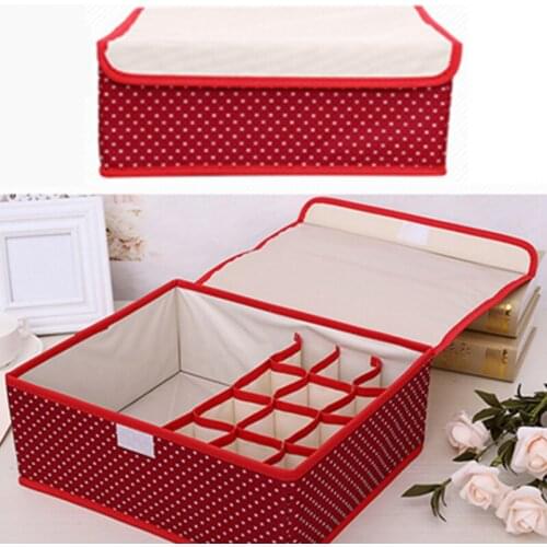 Foldable Underwear Storage Box 2in1 Clothes Bra Panties Socks Sorting Organizer Case With Lid High Capacity 13 Sub Grid Bag