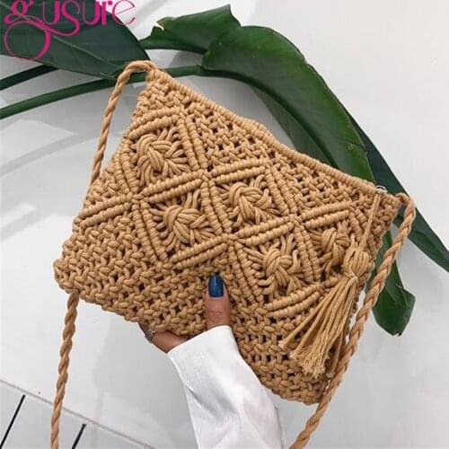 Gusure Summer Straw Crossbody Bags Handbag Beach Weave Large Capacity Shoulder Bag Handbags Women Bags Designer Bolsa Feminina