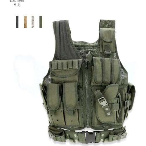 Outdoor Muti-pocket Belt Vest Combat Training Hunting Protective Waistcoat Gear Adjustable And Removable Tactical Tactical Pouch