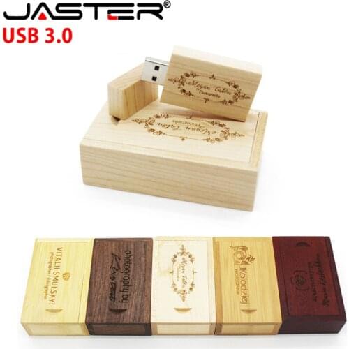 JASTER USB 3.0(over 1PCS free LOGO) wooden USB flash drive USB+box pendrive 4G 16G 32G 64G custom LOGO photography wedding gift
