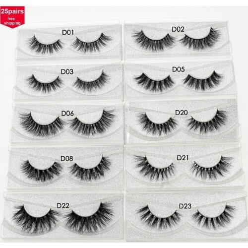Visofree 25 pairs/lot Mink Eyelashes Natural False Eyelashes Fake Lashes Long Makeup 3D Mink Lashes Eyelash Extension for Beauty