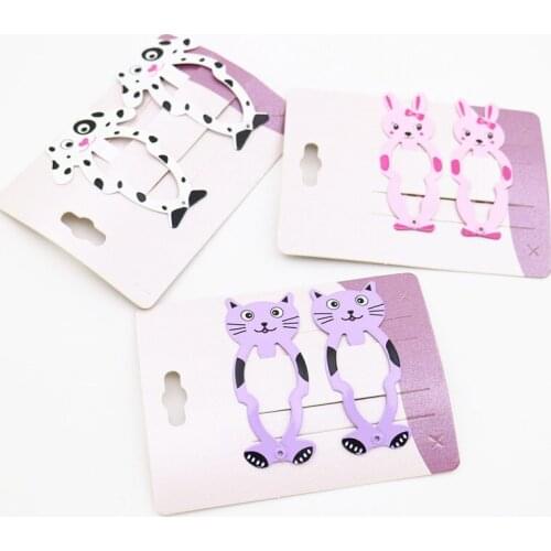 2 pcs / lot Girls Cute Animal Cartoon Clip Hair Clips Kid Headwear Hair Clip Children Hair Accessories Girl 015