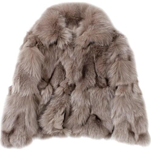 Womens Real Fox Fur coat with Big fur hood Winter Reversible Fur Parka Natural Fox Jacket