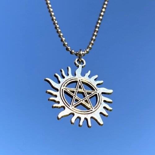 Fashion Statement Supernatural Star Pendant Necklace For Women Bead Chain Choker Jewelry Punk Goth Gothic Wicca Accessories