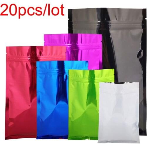 20Pcs/lot Colorful Mylar Aluminum Foil Zip Lock Bags Storage Bags 10 Color Tea Pouches Food Standup Storge Bag Pouch With Zipper