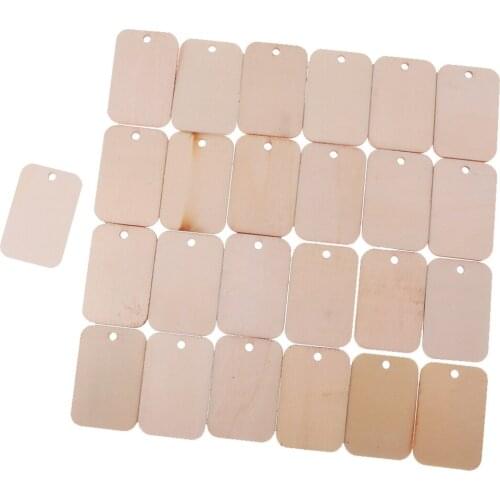 25pcs Wooden Rectangle Wedding Card Wish Tree Gift Tags Hanging Label Craft