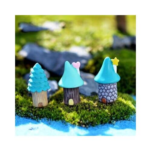 3 pc/lot Christams Tree House Mini resin craft DIY home decor miniature fairy garden decoration accessories modern figurine toys