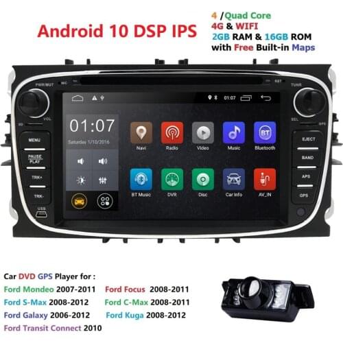 4G WIFI DVR DAB 2din Android 10 Quad Core Car DVD Player GPS Navi for Ford Focus Mondeo Galaxy with Audio Radio Stereo Head Unit