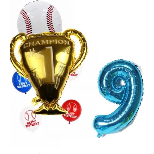 7pcs Baseball Theme 32inch Number Air Globos Childrens Birthday Winning Anniversary Party Decoration Kids Toy Balloons Suit