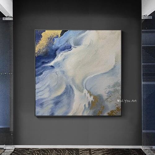 Abstract Gold Classical Luxury Poster Canvas Painting Blue Ribbon Picture Home Decor Wall Art Nordic for Living Room Decor