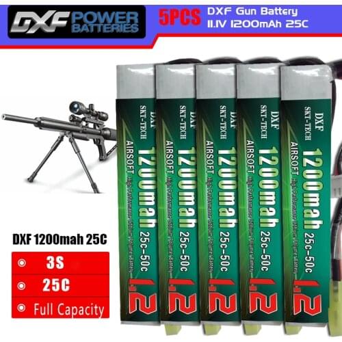 2017 DXF New Arrived 5PCS AirSoft Gun Battery 11.1V 1200mAh 25C Max 50C 2S AKKU Mini Airsoft Gun Battery RC model Tamiya Plug