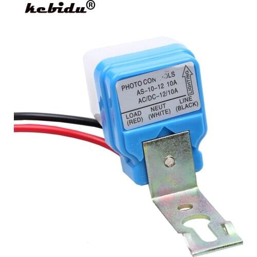 Kebidu 1PC Automatic Auto On Off 110V 220V DC AC 12V 50-60Hz 10A Sensor Switch Photocell Street Light Switch Control Photoswitch
