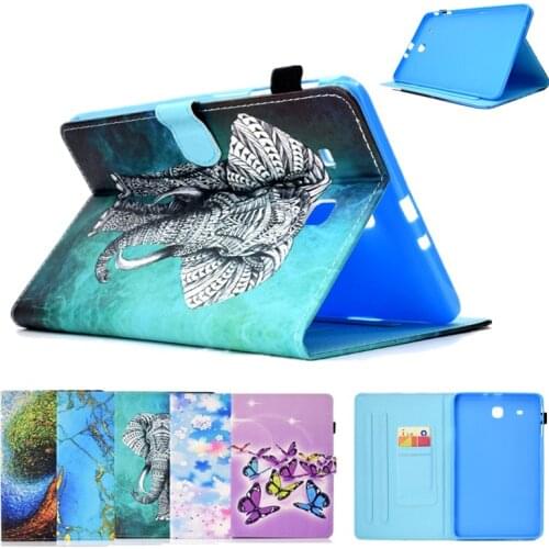 Tablet Holder Case for Samsung Galaxy Tab E 9.6 T560 T561 SM-T560 PU Leather Case funda for Samsung Tab E T560 Cover Cartoon+Pen