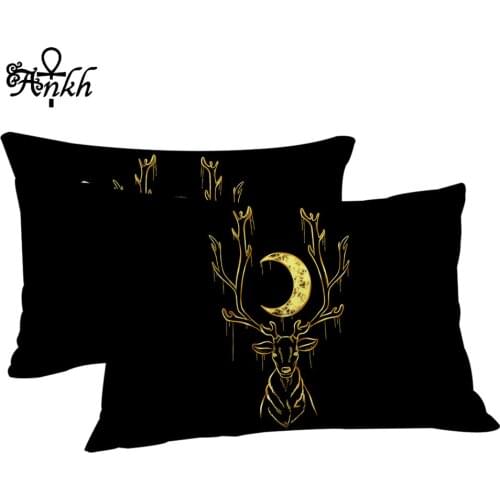 Deer by Taemin Ankh Pillowcase Luxury Sleeping Pillow Case Black Golden Bedding Animal Moon Pillowcase Cover 2-Piece Fronha