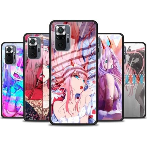 Darling In The FranXX Anime for Xiaomi Redmi Note 10 Pro Max 10S 9T 9S 9 8T 8 7 Pro 5G Luxury Tempered Glass Phone Case Cover