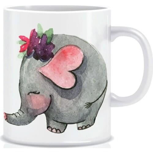 Custog Porcelain Mug Fun Design For Coffee Funny Gifts for Women and Men 12oz Elephant