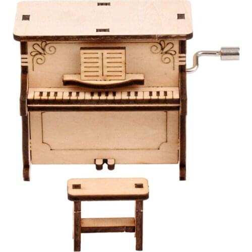 DIY Wooden Puzzle Model Self-assembly Hand-cranked Music Box Toy for Kids Adults Handicraft Kits Wholesales