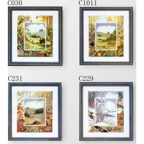 Fishxx Cross Stitch Kit C030-1011 Forest Four Seasons Landscape Woods Flowers And Small Animal Patterns