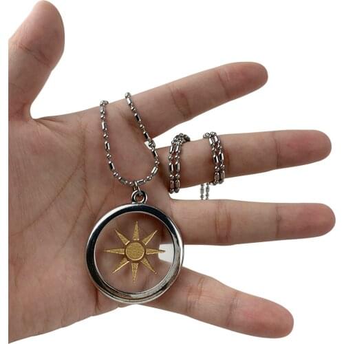 Glass Glazed Sun Flower Pendant Quantum Science Scalar Energy Necklace for Men Woman Health Jewelry