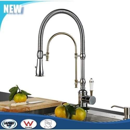 Chrome brass top quality kitchen faucet single handle pull out sprayer sink mixer tap 2 Functions rotatable