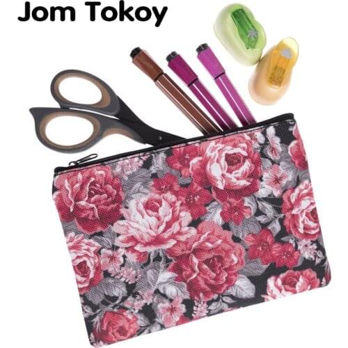 Jom Tokoy Hot Sale 3D Printing roses Zipper square Cosmetic Bags Women Travelling Makeup bag