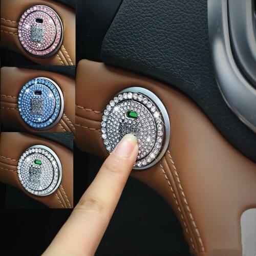 Car one-click start button crystal matching button diamond decoration strip car circle suv car start button sticker crystal