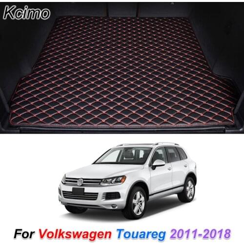 Leather Car Trunk Mat for Volkswagen Touareg 2011-2018 Cargo Liner Trunk Floor Pad Carpet Auto Accessories