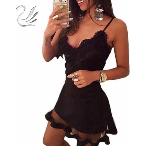 Fashion 2019 Summer Dress Women Sexy V Neck Lace Dress Vintage Spaghetti Strap Party Dresses Vestidos Plus Size S-3XL