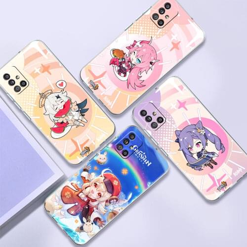 Soft TPU Case For Samsung Galaxy A51 A21s A52 A71 A12 A31 A41 A32 A02s M31 A11 A72 Transparent Phone Cover Genshin Impact Fundas