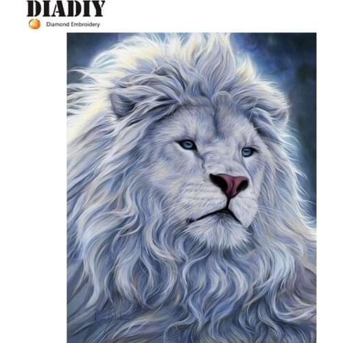 FULL 5D Diy Diamond Painting Cross Stitch kits Diamond Embroidery White lion Picture Mosaic Pattern Home Decor Resin Drill gift