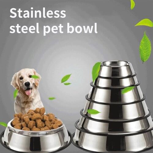 Non-slip Feeding Dishes Pet Bowl Puppy Dog Stainless Steel Bowl For Puppy Dog Cat Food Drink Water Pets Durable Dish Feeder