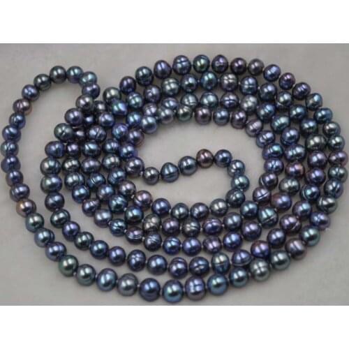 2018 Hot sale Wholesales 120cm long 7mm peacock blue red black cultured pearl necklace