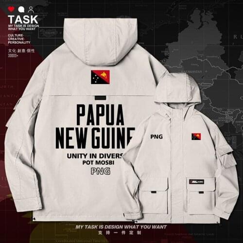 Papua New Guinea Guinean PNG PG men jacket hooded nation flag printed top fashion casual mens trench coat men clothes autumn