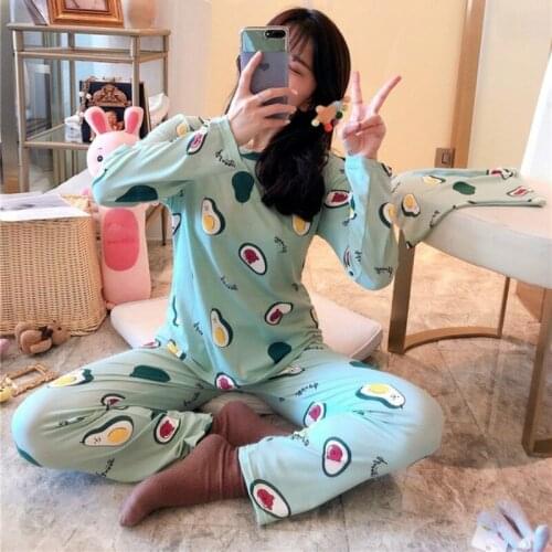 Wholesale Pajamas Sets Spring Autumn 30 Style Thin Carton Generation Women Long Sleepwear Suit Home Women Gift Female Sleepwear