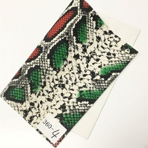 Multicolored Snake Skin Grain Embossed PU Vinyl Printed Faux Leather Fabric Sheet for Shoe/Bag/Wallet/DIY Accessories