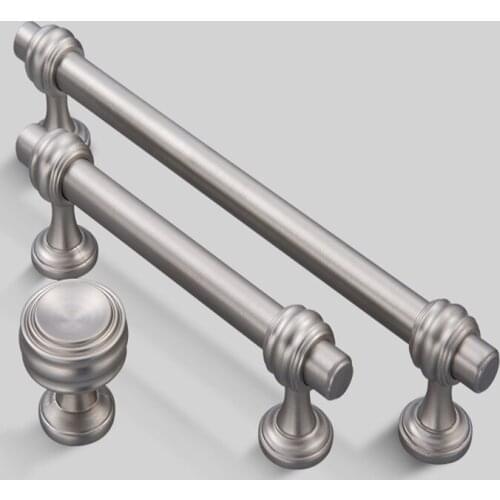 Modern Zinc Alloy Satin Nickel Cabinet Handles Kitchen Handles and Knobs Drawer Handles for Furniture