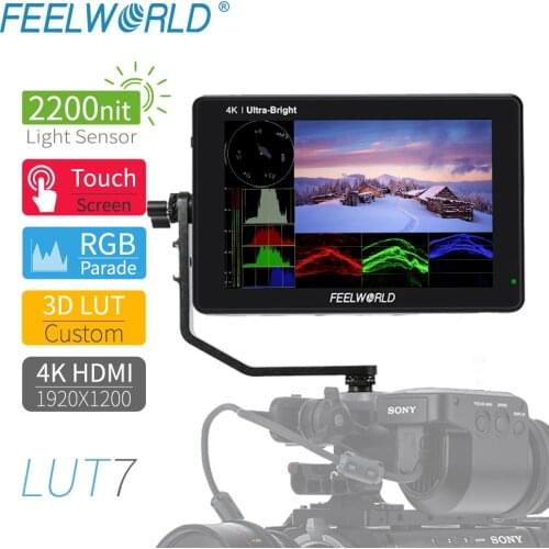FEELWORLD LUT7 Touch Screen 2200cd/m 3D LUT DSLR Monitor 4K HDMI 7 inch Full HD 920x1200 IPS Display Field Monitor for Camera