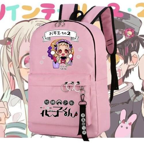 Steel ring design Schoolbag Toilet-Bound Hanako-kun Travel Backpack canvas Boys Teenage girl Bookbag Laptop Bag
