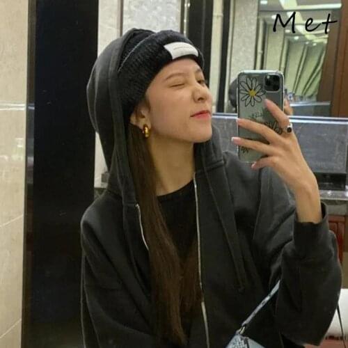 W07 Bubble Hat South Korean Idol With Cloth Label Woolen Hat Female Net Red Landlord Hat Eavesless Melon Skin Rogue Sailor Hat