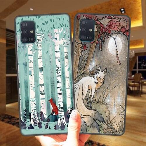 Birches Wish Kitsune Fox Silicone Phone Case Cover For Samsung A51 A71 A50 A70 A21S A01 A11 A31 A41 A10 A20 A30 A40 A9 A8 Plus