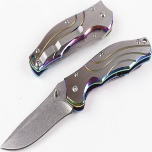 Folding Knife Small Colorful Phoenix 440C Sharp Blade Steel Handle Outdoor Camping Survival Self-Defense Tactical EDC T