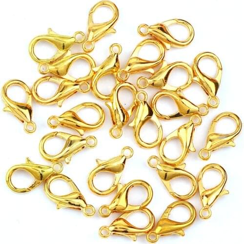 Mixed Color 7x14mm Gold&Silver&Copper&White K Lobster Clasps Hook Component DIY Jewelry Bracelet Making Accessories