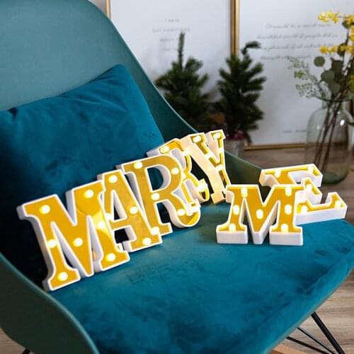 LED Lights Sign Number Lamp Golden Alphabet Letter Home Decoration Night Light For Party Bedroom Wedding Birthday Christmas