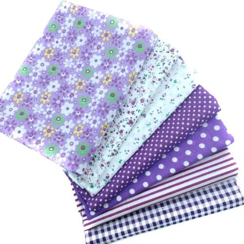 Thin Cotton Fabric Patchwork For Diy Sewing Scrapbook Cloth Fat Quarters Tissue For Quilt Needlework Pattern 50*50cm Purple 7pcs