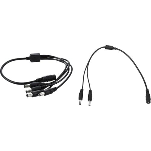 Top 2PCS 1 to 4 DC Power 4-Port Splitter Adapter Cable with 30cm 1 Female to 2 Male Plug DC Power Jack Splitter Cable