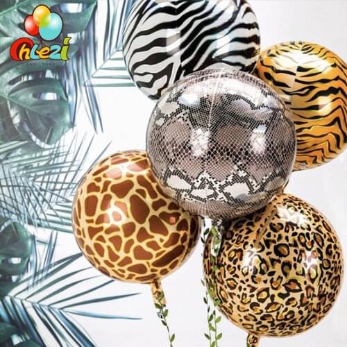 22inch 4D Animal print Foil Balloons Birthday wedding Forest Party Decor helium ballons tiger Leopard snake zebra Giraffe Shower