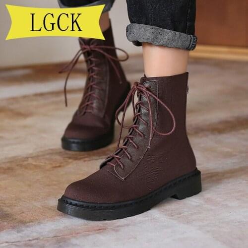 Plus Size 34-42 Women Boots Genuine Leather Platform Winter Boot Martins Casual Motorcycle Woman Shoes Fashion Women Boots